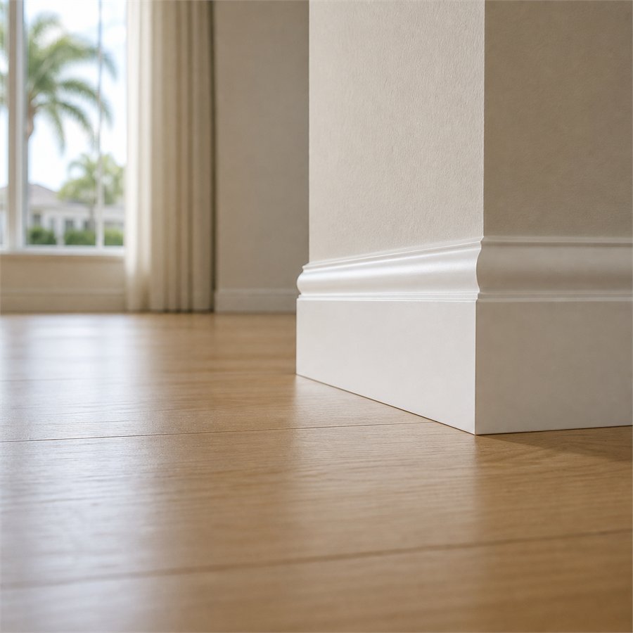 Clean baseboards and floor corner